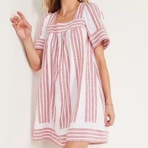 Old Navy Striped Linen-Blend Swing Dress